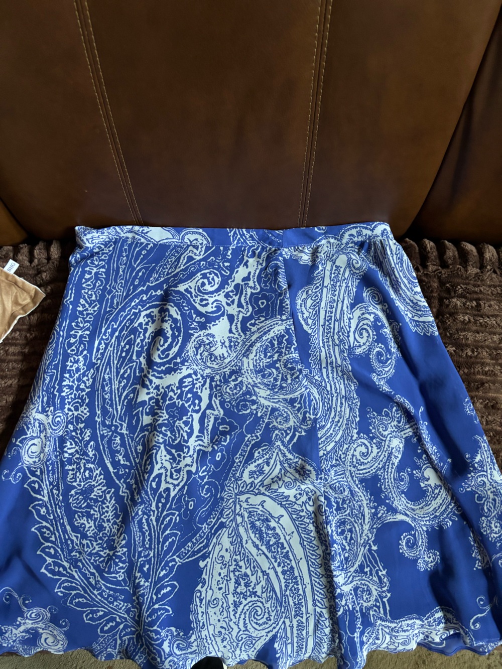Liz Claiborne Blue and White Paisley A-Line Skirt